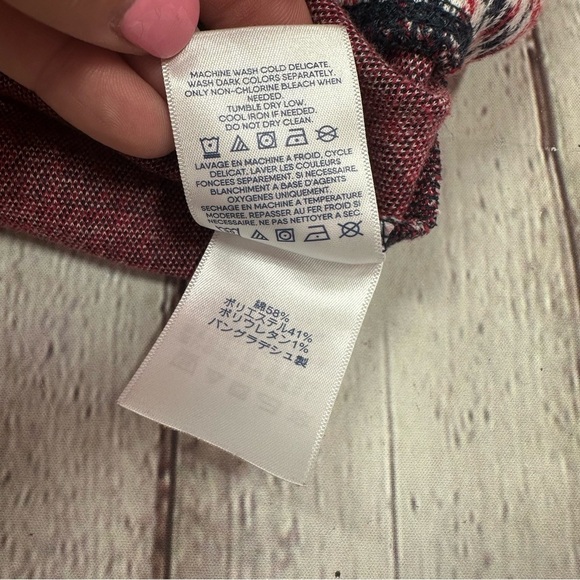 Lands' End red navy Cream Long Sleeve Boxy tunic top sz 1X cotton blend nautical - Picture 9 of 10